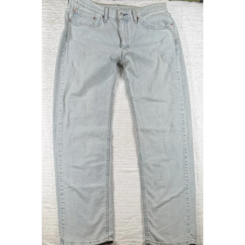 Levis 505 Jeans Mens 36x34 Blue Light Wash Regular Fit Straight Leg Denim